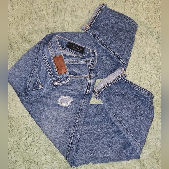 ALLSAINTS  Women Amy Girlfriend Distressed Jeans - Picture 8 of 12